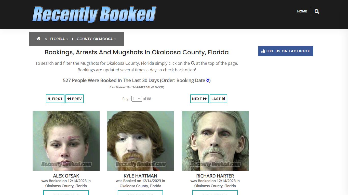 Bookings, Arrests and Mugshots in Okaloosa County, Florida